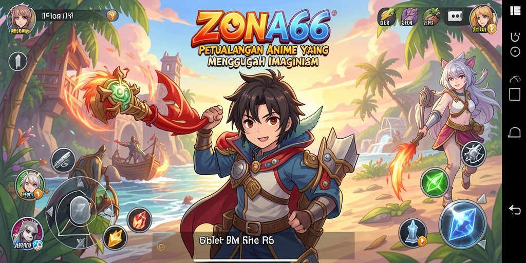 Tampilan gameplay ZONA66 dengan karakter anime yang menawan.